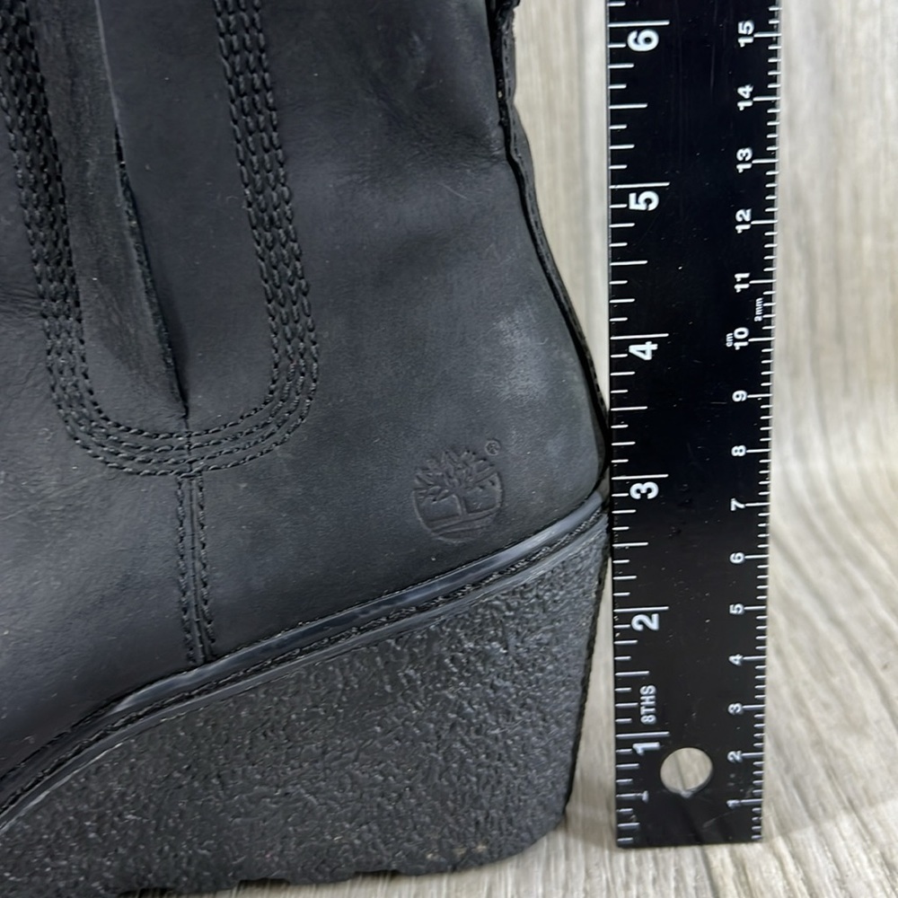 Timberland Amston Chelsea Pull On Leather Black Wedge Boots Women - Picture 5 of 10